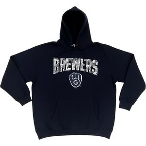 Milwaukee Brewers Starter G-III Hoodie Womens 2XL Blue Lace Graphic Sweatshirt